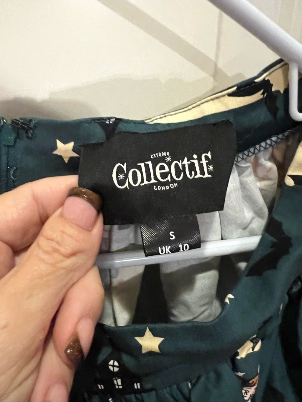 Collectif Forest Green Witch n Star Print skirt